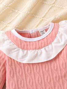 Baby Girl Ruffle Trim Tee & Flare Leg Pants - Pink - View 4