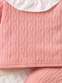 Baby Girl Ruffle Trim Tee & Flare Leg Pants - Pink - View 6