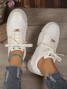 女性時尚白色運動鞋,和合適的適用於戶外運動 - 米色 - 查看 6