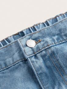 SHEIN BAE Plus Flap Pocket Side Cargo Jeans - Light Wash - View 4