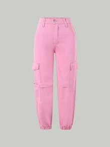 Cô gái Tween Túi nắp bên cạnh Quần Cargo - Hồng - Xem 1