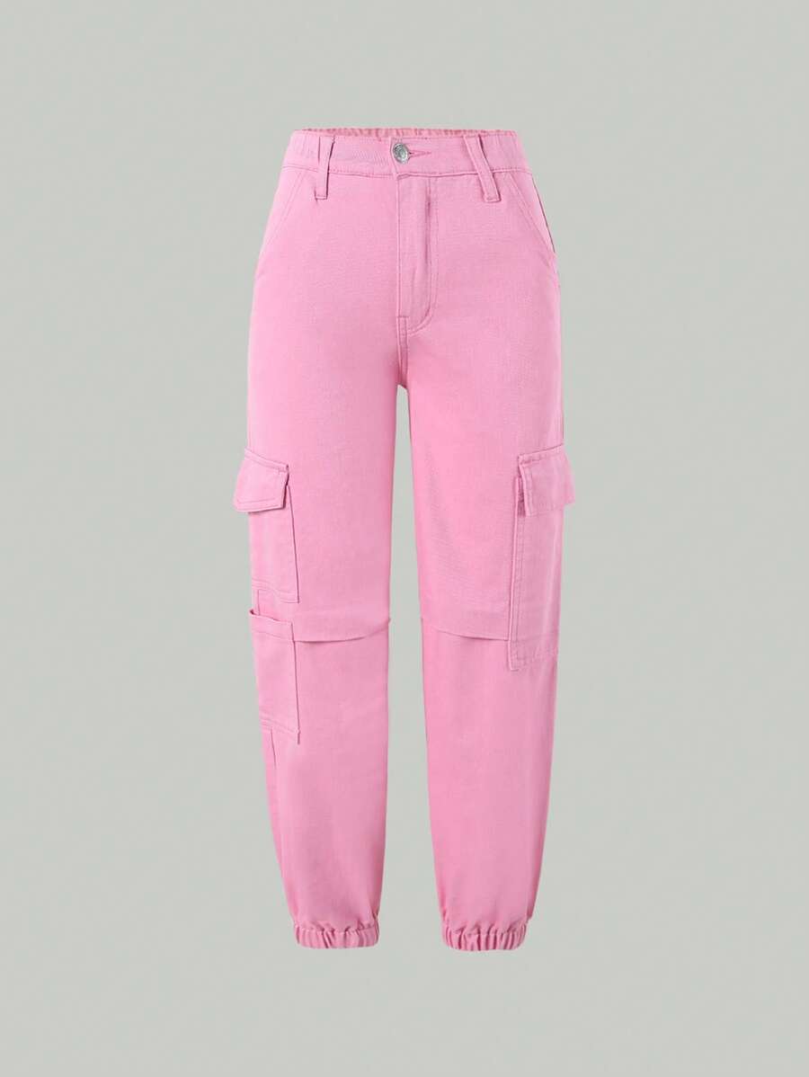 Cô gái Tween Túi nắp bên cạnh Quần Cargo - Hồng - Xem 1