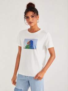 BOADI 人像圖案T恤 - 白色 - 查看 4