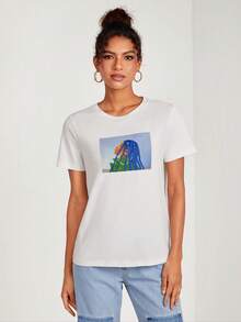 BOADI 人像圖案T恤 - 白色 - 查看 5