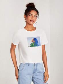 BOADI 人像圖案T恤 - 白色 - 查看 6