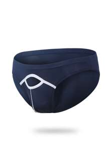 Men Contrast Binding Brief - Navy Blue - View 1