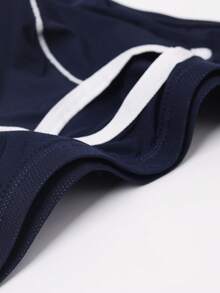 Men Contrast Binding Brief - Navy Blue - View 4