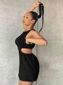 SHEIN SXY Summer Cut Out Waist Bodycon Dress - Black - View 5
