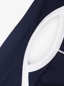 Men Contrast Binding Brief - Navy Blue - View 5