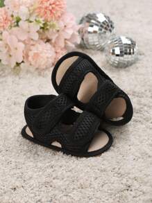 1 par de lindas sandalias de suela blanda y punta abierta para bebés de 0 a 1 año, para verano - Negro - Ver 5