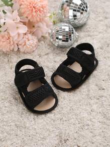 1 par de lindas sandalias de suela blanda y punta abierta para bebés de 0 a 1 año, para verano - Negro - Ver 6