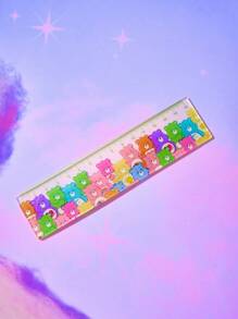 ROMWE X Care Bears 1入組卡通熊圖案尺,可愛尺子 - 彩色 - 查看 1