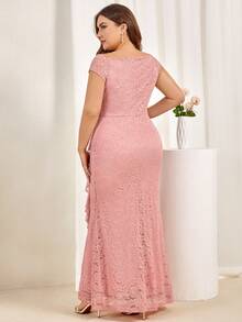 MIUSOL Plus Sweetheart Neck Draped Side Nàng tiên cá Hem Ren Trang phục chính thức - Bụi hồng - Xem 2