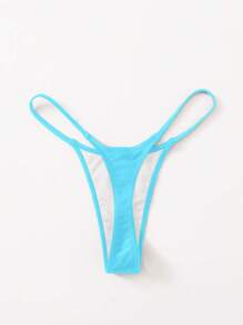 Swim Basics Summer Beach Solid Thong Bikini Bottom Bikini Tangablue Bikini - Mint Blue - View 2