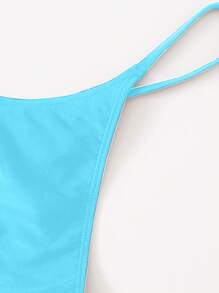 Swim Basics Summer Beach Solid Thong Bikini Bottom Bikini Tangablue Bikini - Mint Blue - View 3