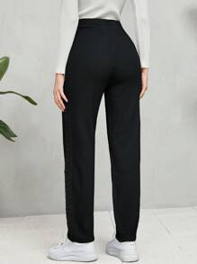 Mulvari Pantalones unicolor tejido - Negro - Ver 2