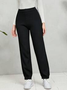 Mulvari Pantalones unicolor tejido - Negro - Ver 3