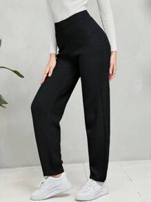 Mulvari Pantalones unicolor tejido - Negro - Ver 4