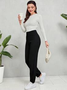 Mulvari Pantalones unicolor tejido - Negro - Ver 5