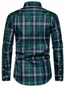 Manfinity Homme Áo sơ mi nam in họa tiết kẻ sọc dài tay có nút lên áo sơ mi công sở đầy màu sắc cho chồng - màu xanh lá - Xem 2