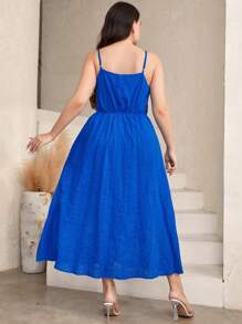 Mulvari Plus Solid Cami Dress Without Belt And Cape - Blue - View 2