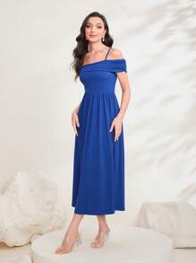 Modelyn 素色挖肩洋裝 - 藍色 - 查看 3
