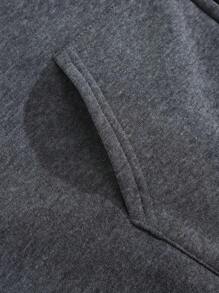 INAWLY 拉链抽绳保暖内衬连帽衫，长袖上衣