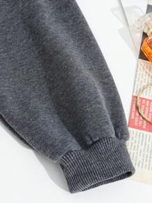 INAWLY 拉链抽绳保暖内衬连帽衫，长袖上衣