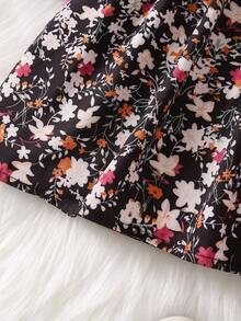 SHEIN Young Girl Ditsy Floral Print Flounce Sleeve Dress - Multicolor - View 4