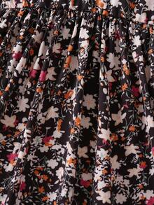 SHEIN Young Girl Ditsy Floral Print Flounce Sleeve Dress - Multicolor - View 6