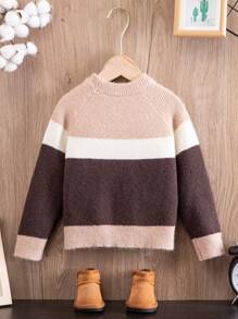 Young Boy Color Block Raglan Sleeve Sweater - Multicolor - View 2