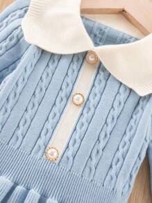 SHEIN 女童（小）毛衣洋裝 - 藍色 - 查看 5