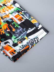 SHEIN 男小童字母圖案口袋貼布T恤和短褲 - 彩色 - 查看 8