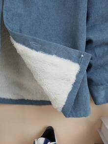 SHEIN Tween Boy Extra Thick Comfortable Hooded Solid Color Shirt With Thermal Lined - Blue - View 3