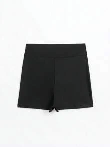 SHEIN Swim Summer Beach Solid Bikini Bottom - Black - View 4