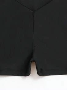 SHEIN Swim Summer Beach Solid Bikini Bottom - Black - View 6