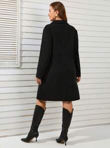 SHEIN Clasi Hơn Cổ áo Đôi ngực Áo khoác - màu đen - Xem 3