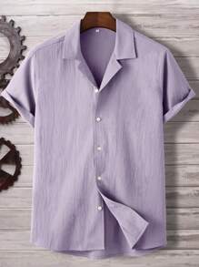 Manfinity Homme Men Solid Button Up Shirt - Mauve Purple - View 1