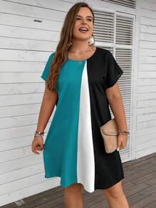 EMERY ROSE 夏季度假必备拼色蝙蝠袖连衣裙 - 綠色 - 查看 4