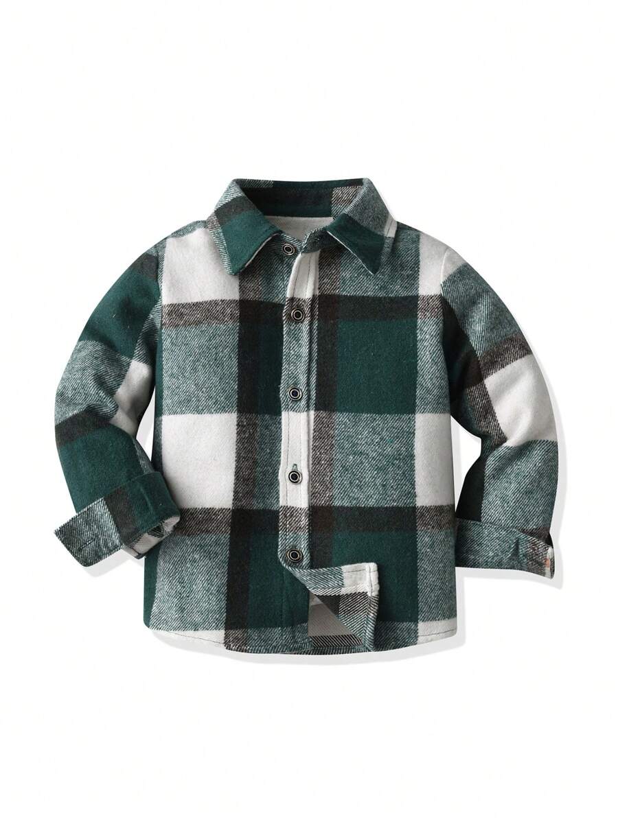 Chàng trai trẻ In kẻ sọc Nút phía trước Áo sơ mi - Nhiều màu - Xem 1