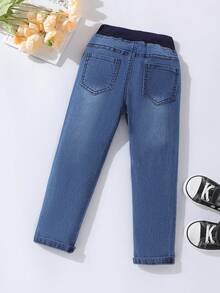 Cô gái Tween Thêu Hoạt hình Quần jean - Rửa trung bình - Xem 2