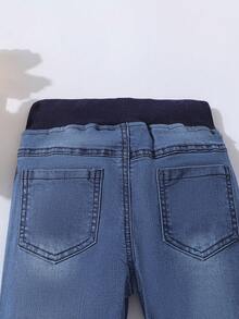 Cô gái Tween Thêu Hoạt hình Quần jean - Rửa trung bình - Xem 5
