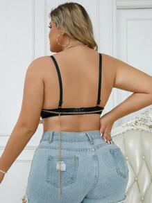 大碼鏈條鏈接胸罩背帶不附帶內衣褲套裝 - 金色 - 查看 2