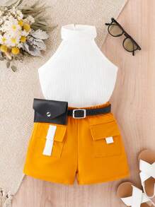 嬰兒掛脖上衣和翻蓋口袋短褲不帶腰包 - 彩色 - 查看 1
