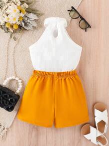 嬰兒掛脖上衣和翻蓋口袋短褲不帶腰包 - 彩色 - 查看 2