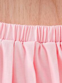 嬰兒素色掛脖上衣和百褶半身裙 - 粉色 - 查看 4