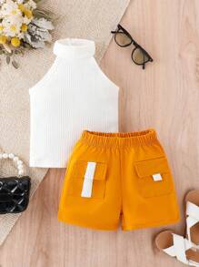 嬰兒掛脖上衣和翻蓋口袋短褲不帶腰包 - 彩色 - 查看 3