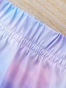 SHEIN 女小童紮染小熊印花T恤和短褲 - 紫色 - 查看 4