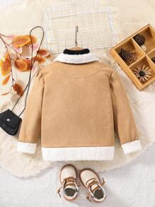 SHEIN Jeune Fille Perfecto Zippé À Doublure En Tissu Duveteux Sans Pull