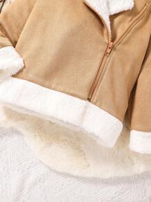 SHEIN Jeune Fille Perfecto Zippé À Doublure En Tissu Duveteux Sans Pull